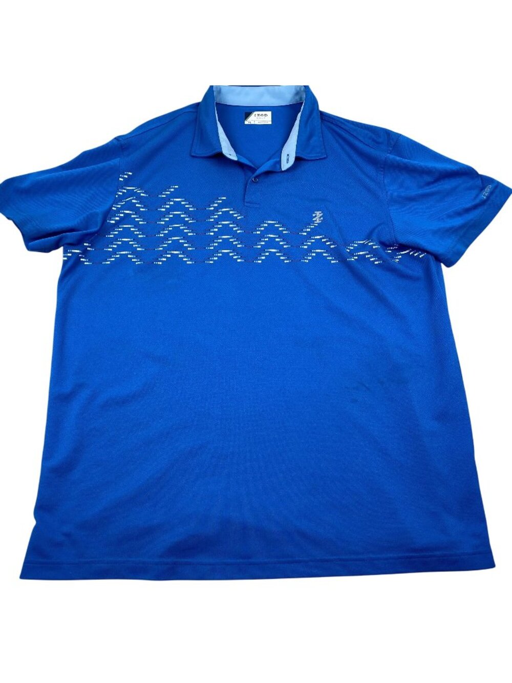Izod Golf Mens Polo Shirt Size XL Blue Short Sleeve Patterned Performance Top